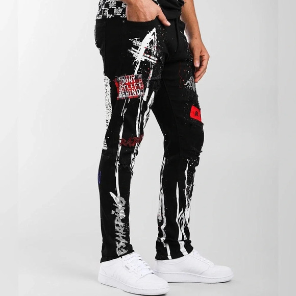 Smoke Rise Embellished Taper Stretch Jeans (Size 40/32) - Picture 2 of 16